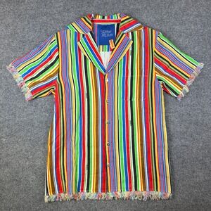 Simon Miller Top Womens XS 100% Linen Striped Fringe Beach Oversized Shirt